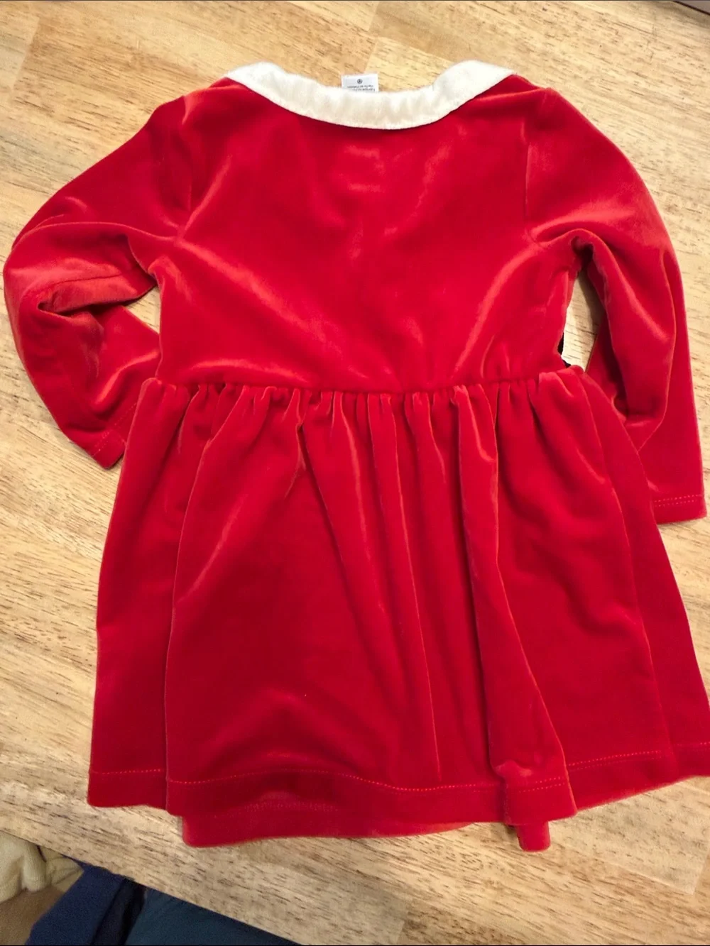 Carter's Red Velvet Holiday Dress with Black Belt & White Collar